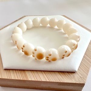 Charcoal-burned natural Bodhi root super cute cat paw bracelet